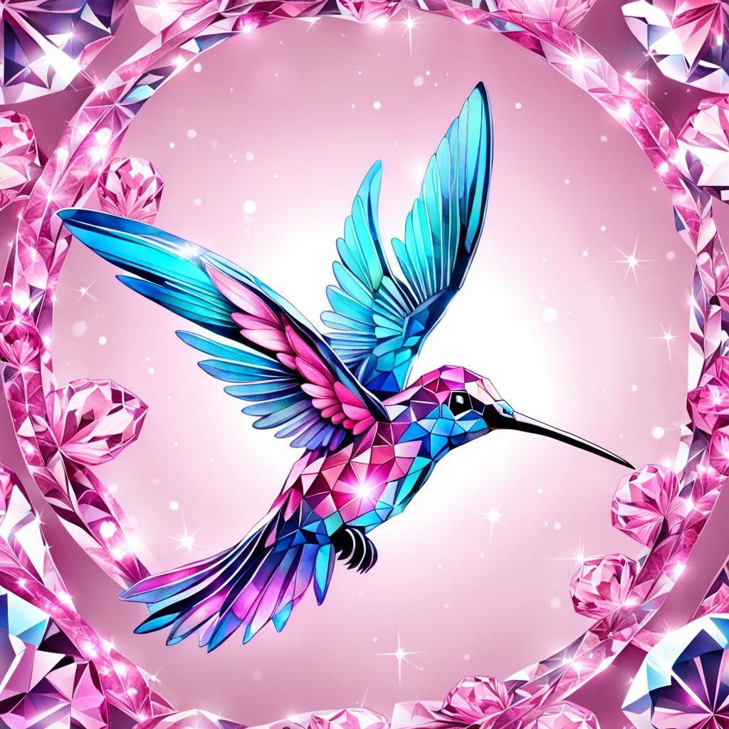 Pink Crystal Hummingbird Art