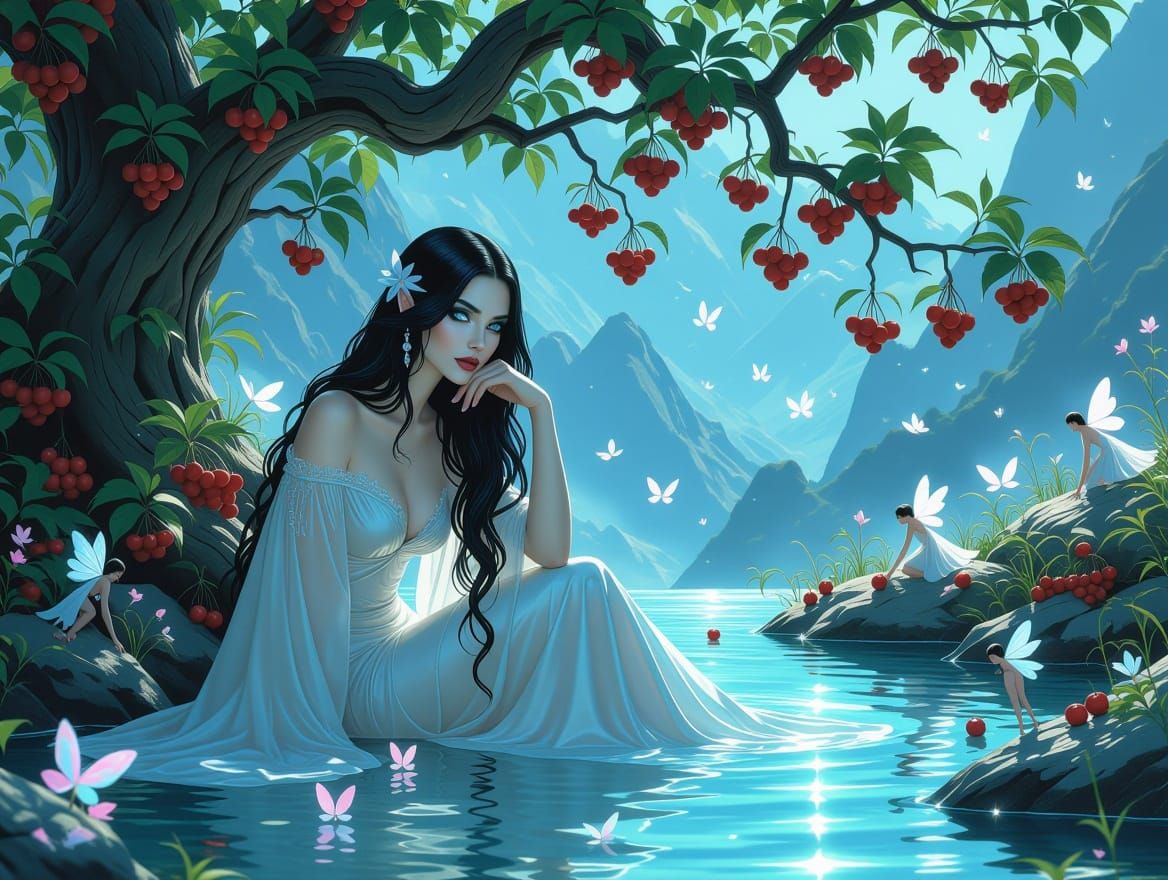 Enchanting Fairy Goddess in Mystical Spring