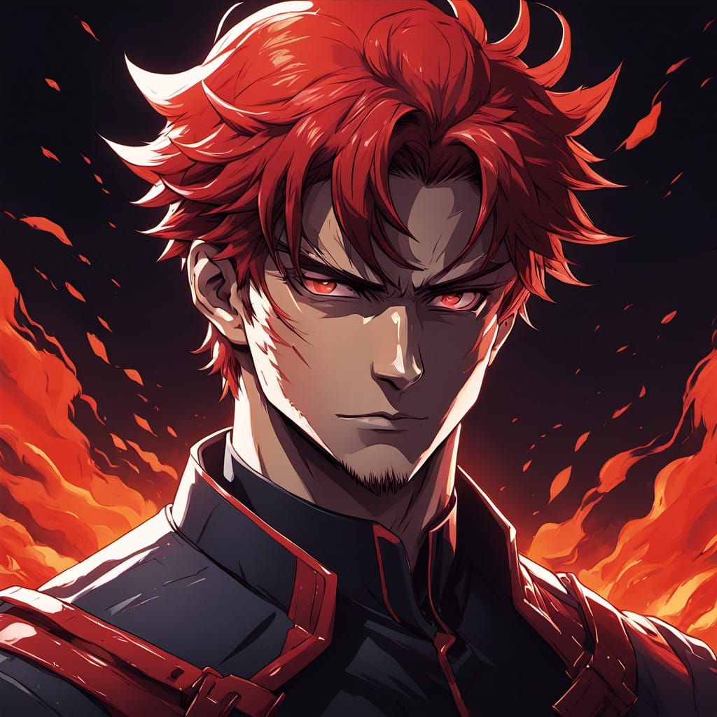 Hero Radiates Fiery Power in Dynamic Red Light