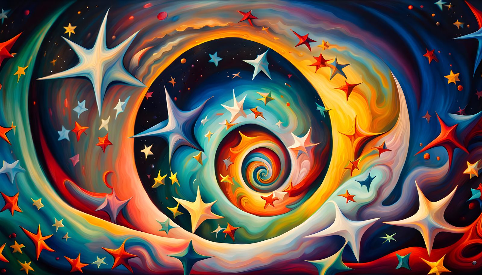 Whirlpool of Celestial Birth in Vibrant Iridescent Hues