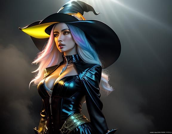 Ethereal Chrome Woman in Dark Fantasy Digital Art