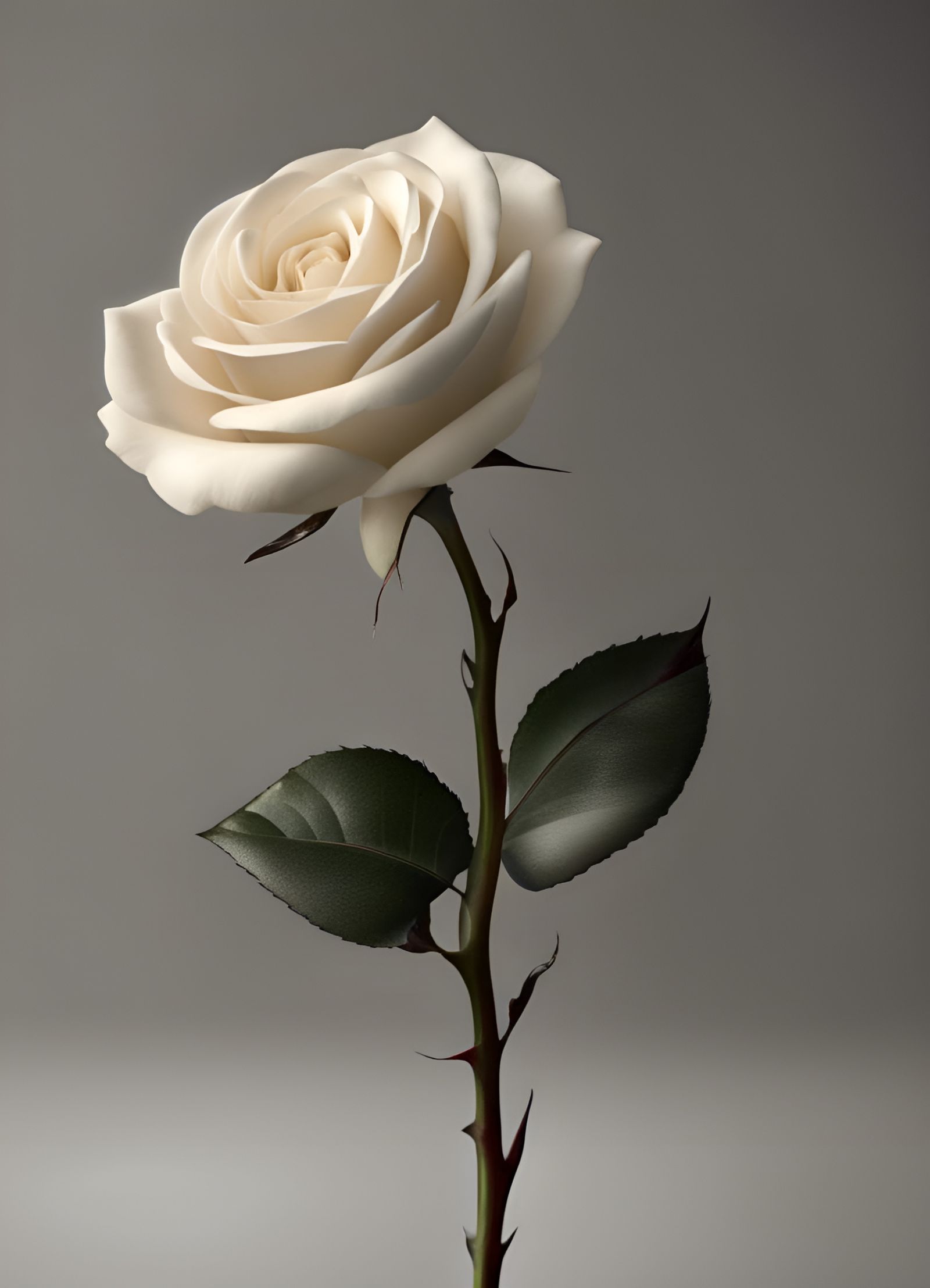 Chiaroscuro Ivory Rose on Long Stem