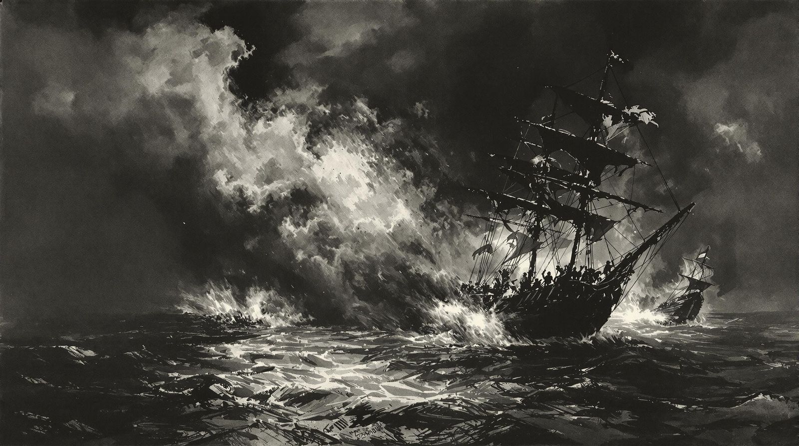 Ethereal Naval Battle by Moonlight