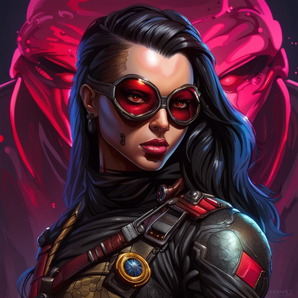 Hyperrealistic Baroness Splash Art: Detailed G.I. Joe Charac...