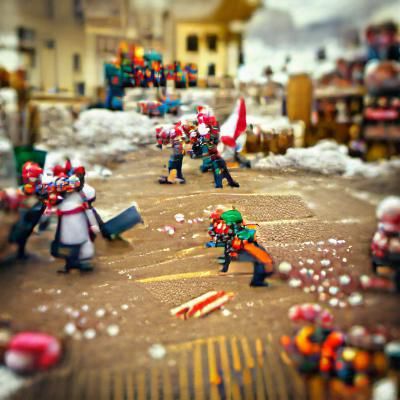 Tilt-Shift Battlefield in a Candy Town