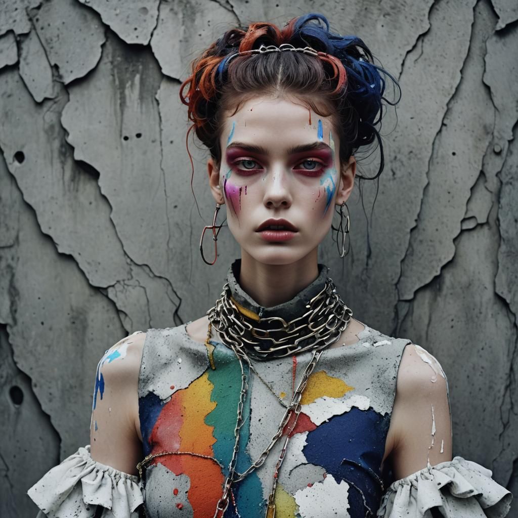 Balenciaga Model in Surreal Puffy Fashion, Editorial Photogr...