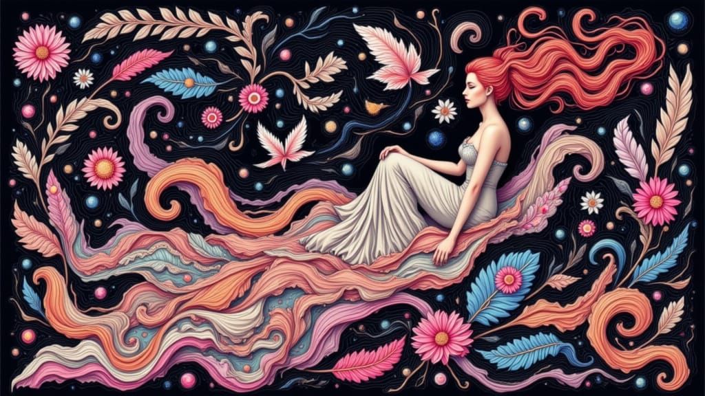 Ethereal Mother Goddess in Dreamlike Nouveau Style