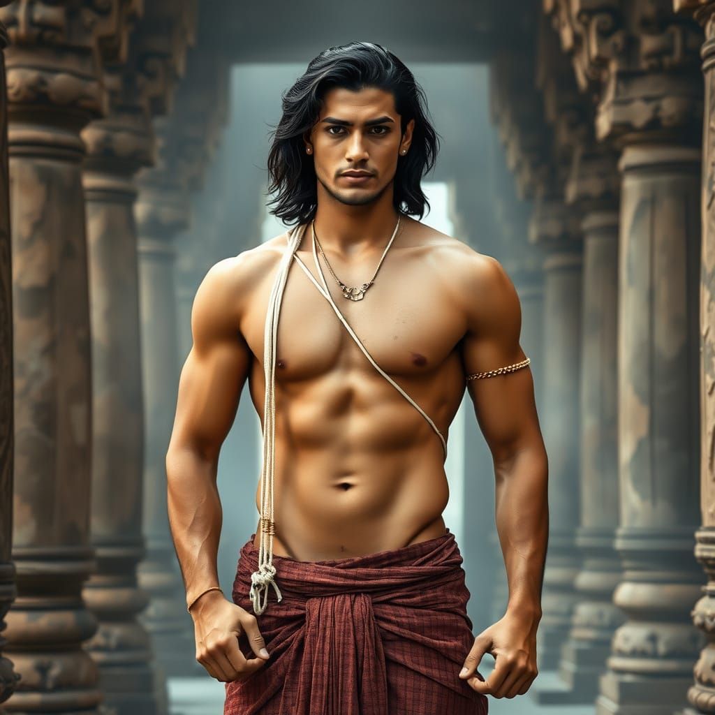 Chiseled Prince in Ancient Indian Temple
