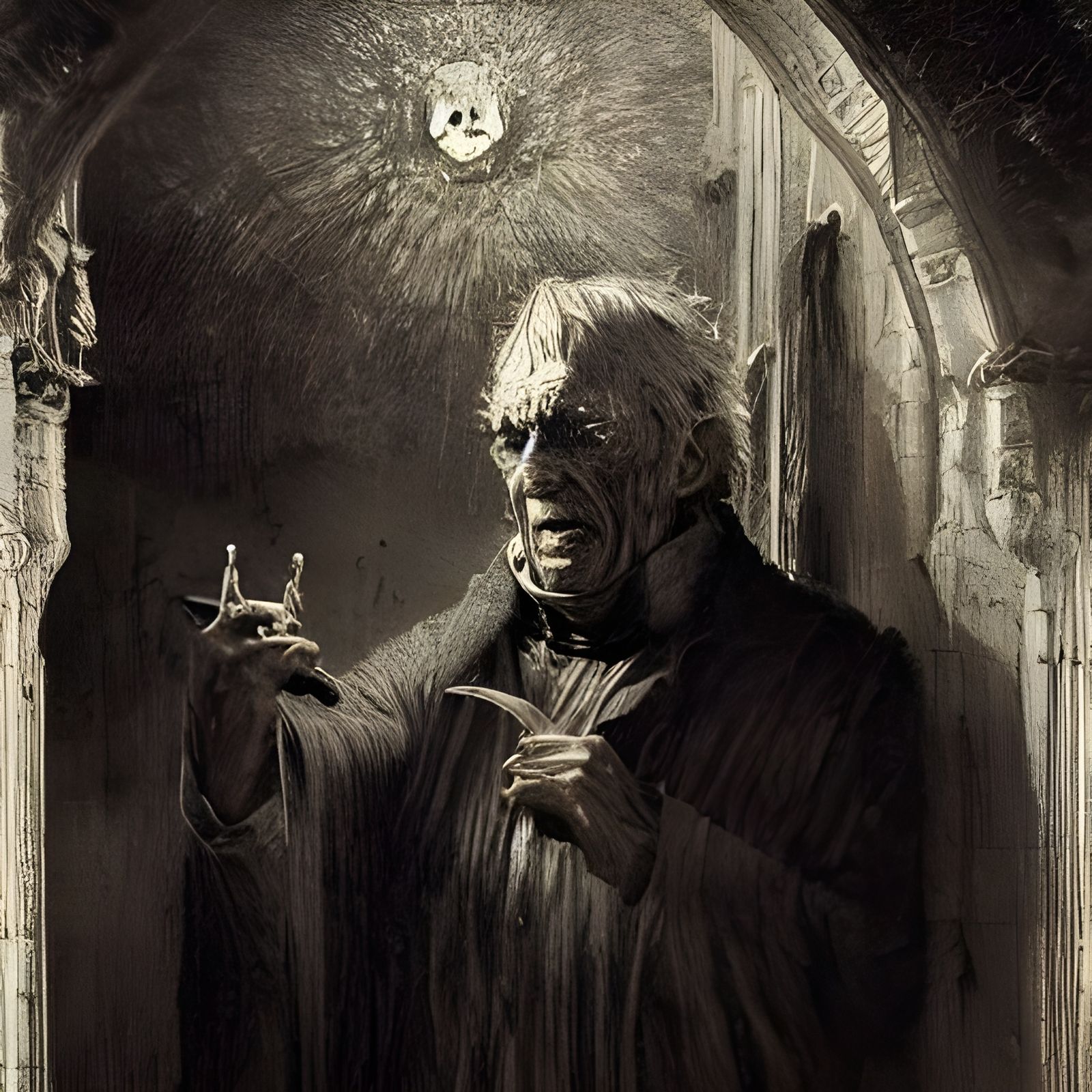 Possessed Vicar in Gothic Horror Style