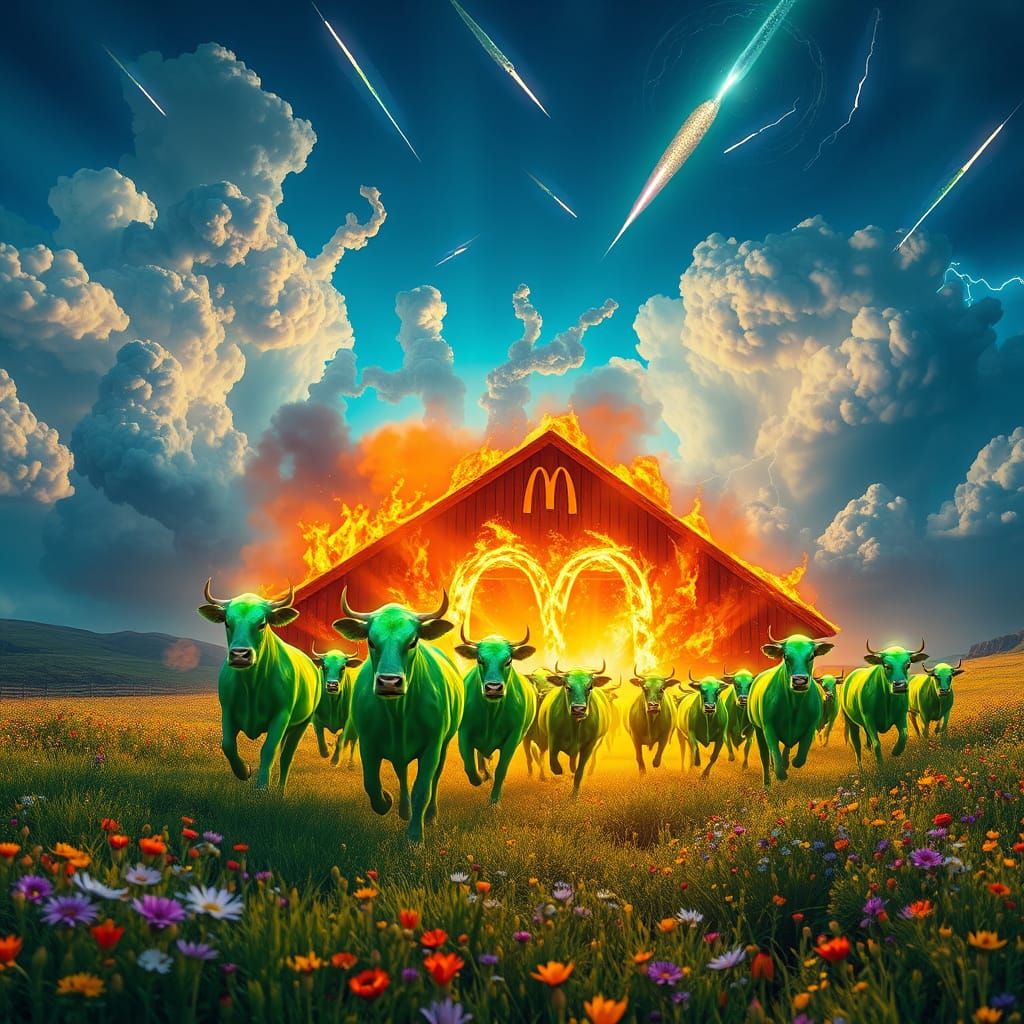Glowing Zombie Cows Escape Inferno Big Red Barn
