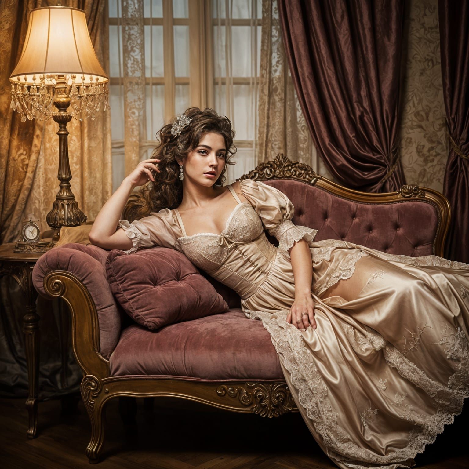 Steampunk Princess in Intimate Boudoir Setting