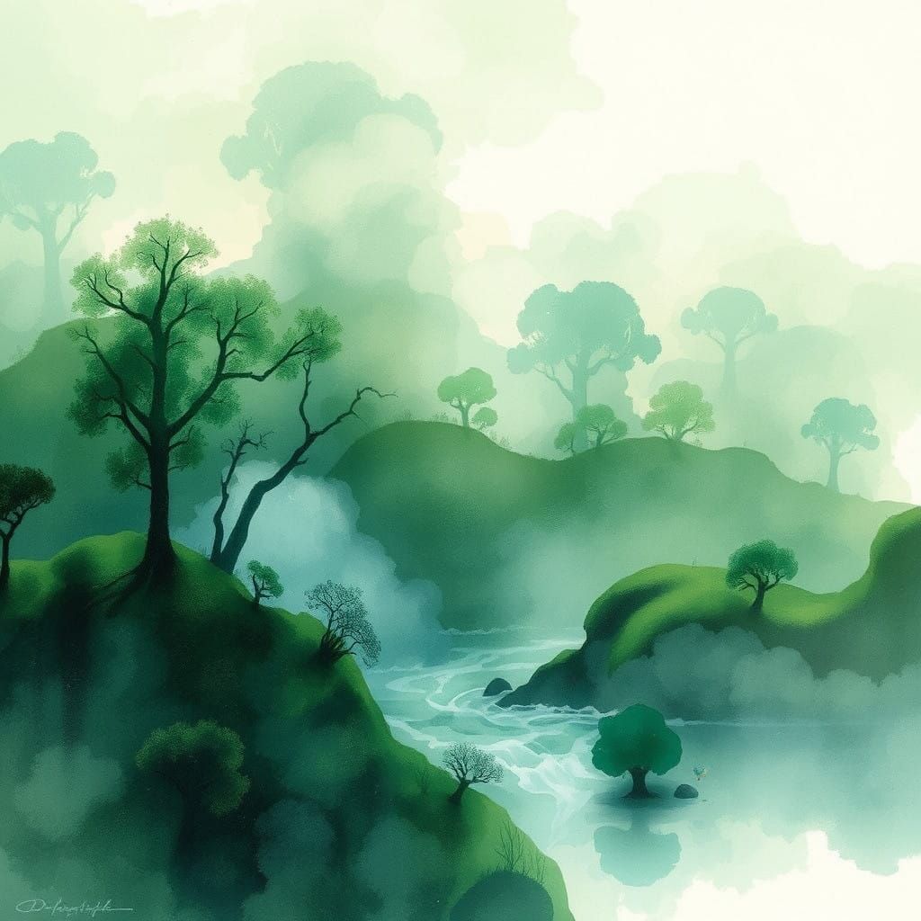 Whispers of Forgotten Memories in Luminous Green and Blue Re...