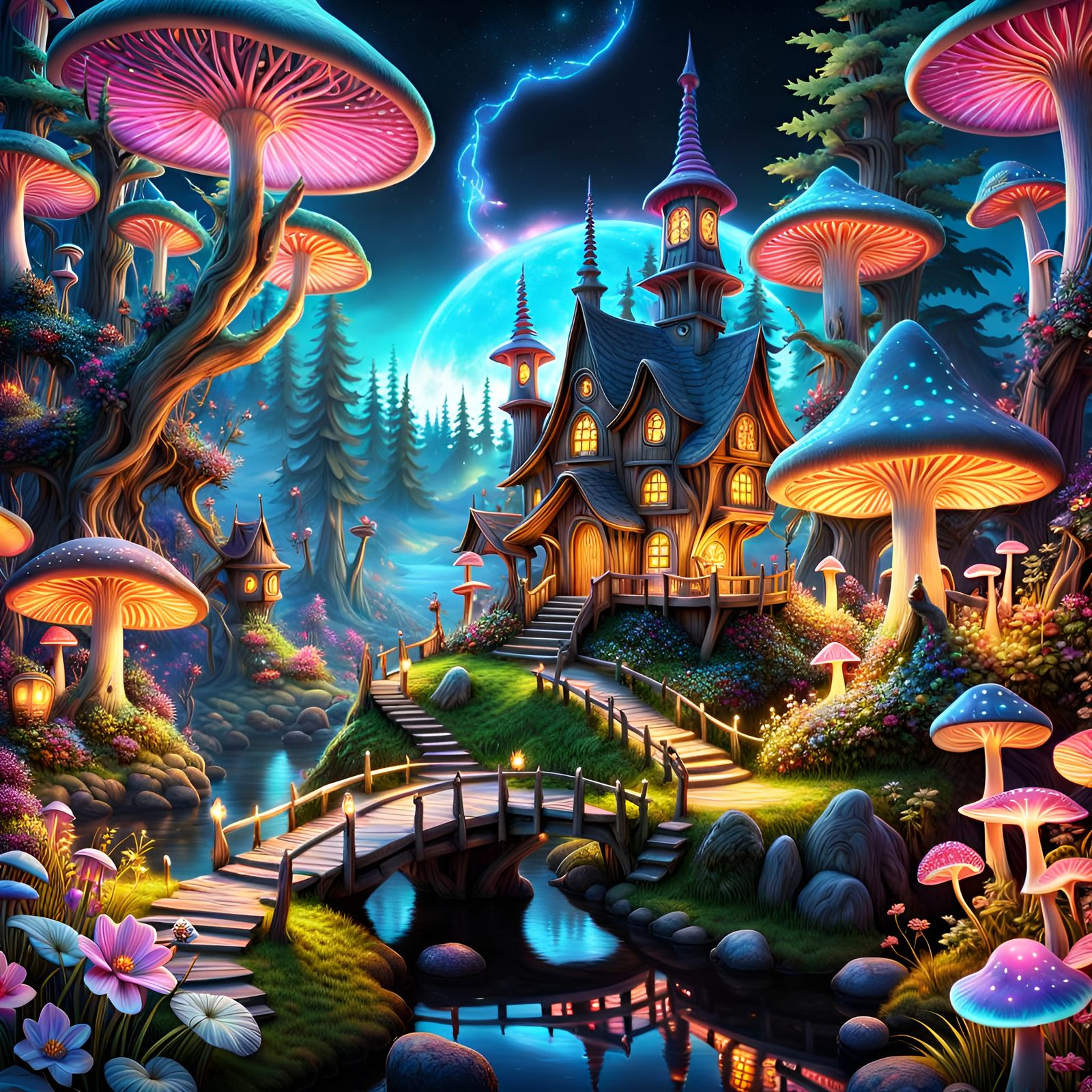 Fairy Village in the Mushroom Forest