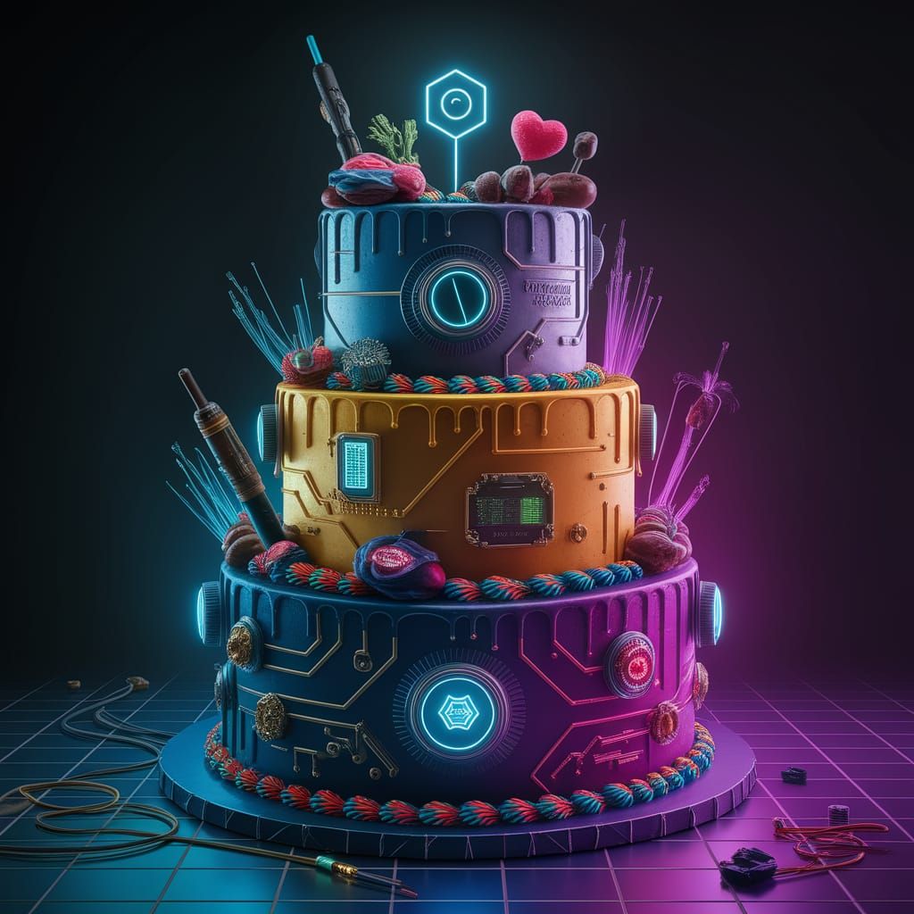 Cyberpunk Cake: Neon, Circuits, and Coding Lore