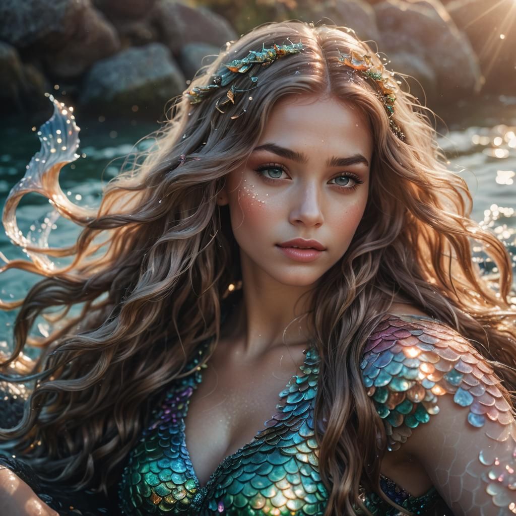 Realistic Mermaid Portrait in Macro Photography