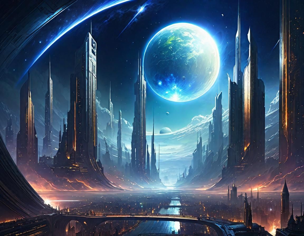 Futuristic Cityscape in Epic Fantasy Style