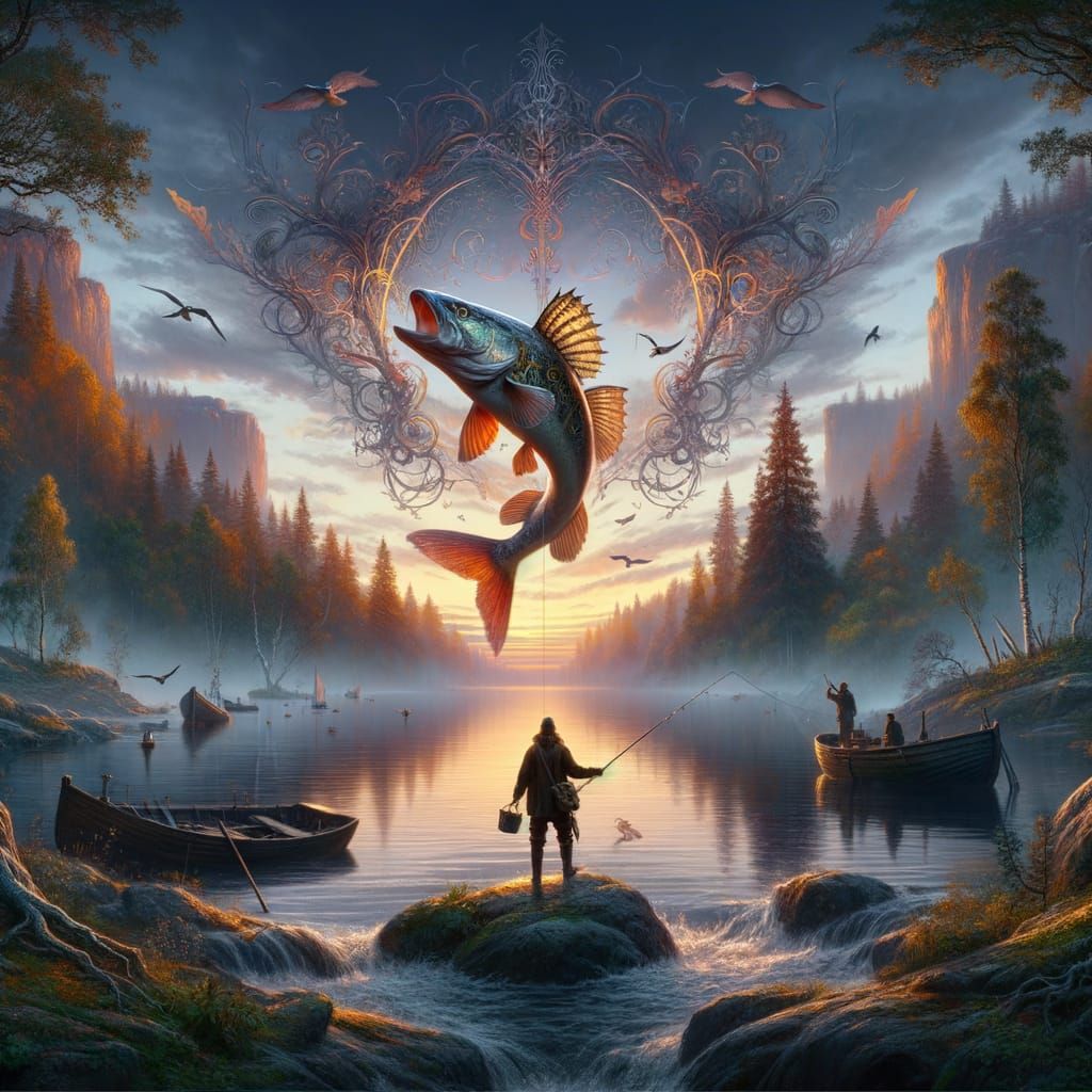 Fantastical Swedish Zander Fishing Scene
