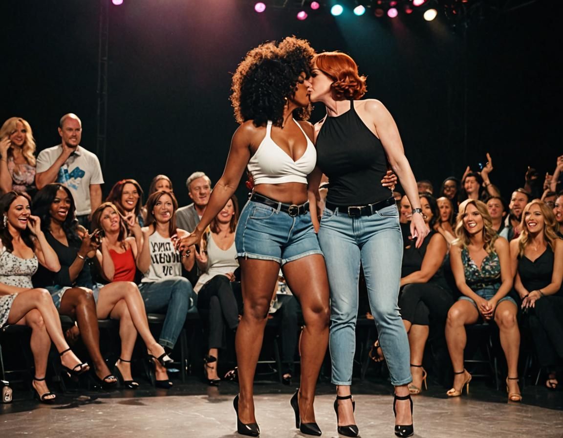 Niecy Nash dressed in a short low cut halter top and high he...