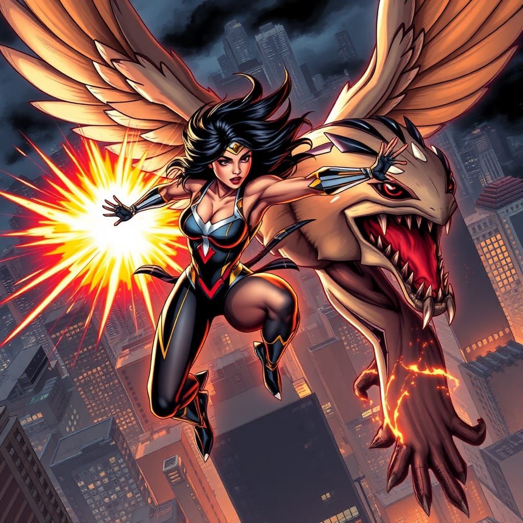 Filipina Superhero Battles Winged Monster in Urban Combat