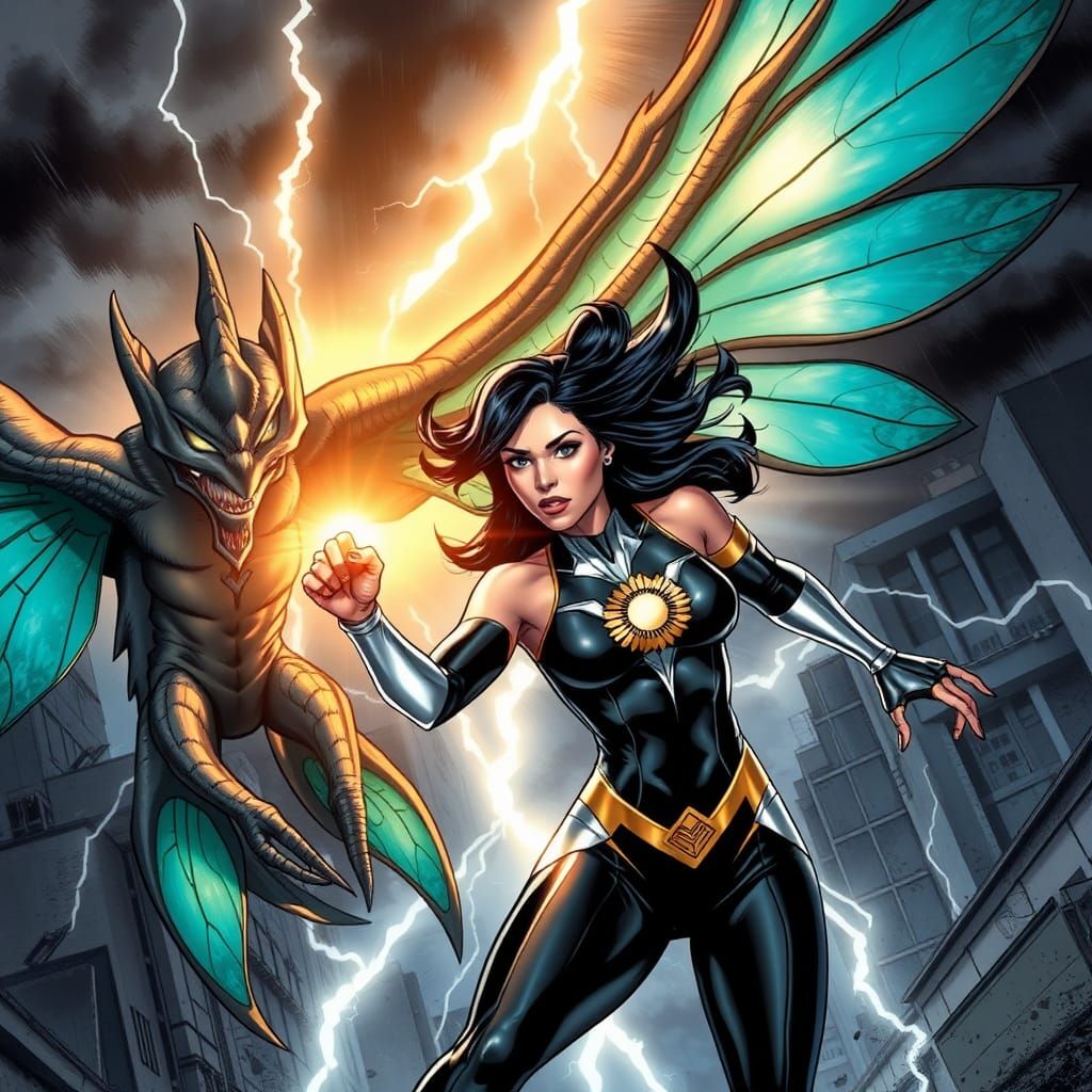 Dynamic Filipina Superhero in Hyper-Realistic Comic Style