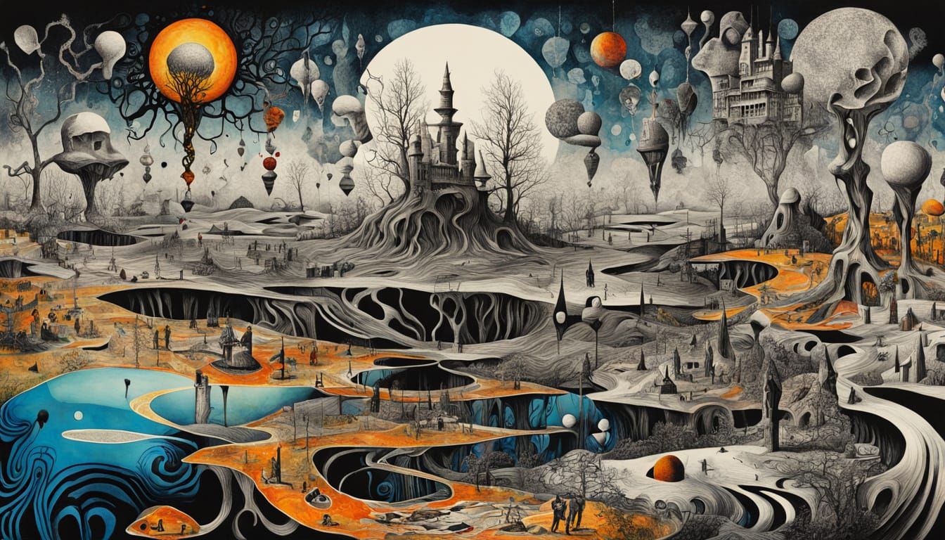 Surrealist Double Exposure in Ink and Alcohol Inks