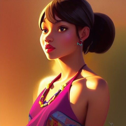 Chel Portrait in Art Nouveau Style