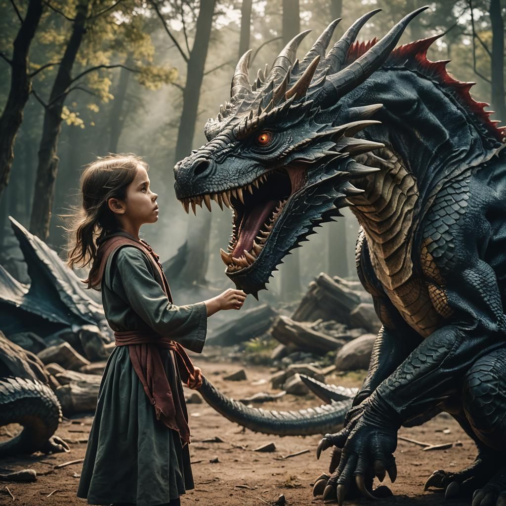 Siblings Battle Dragon in Cinematic Film Still