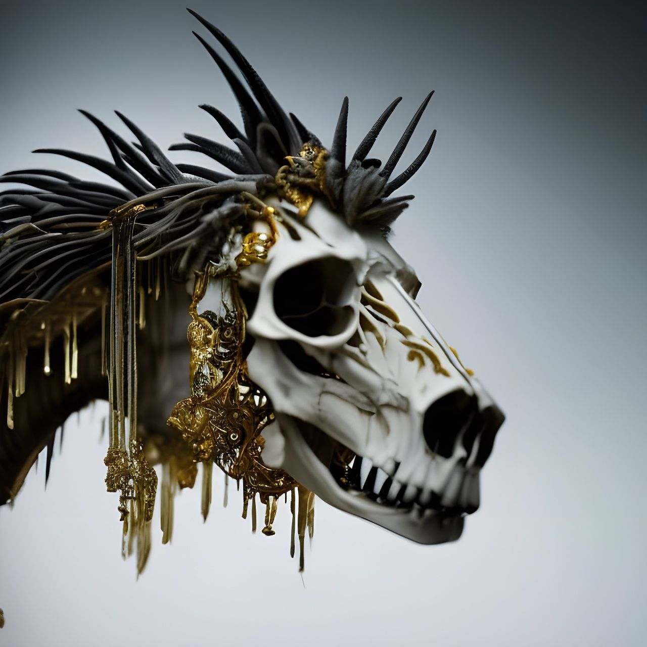 Spectral Stallion Skull in Radioactive Neon Style