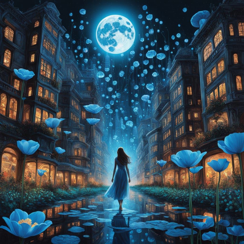 Ethereal Woman in Poppy Field with Swirling Energy