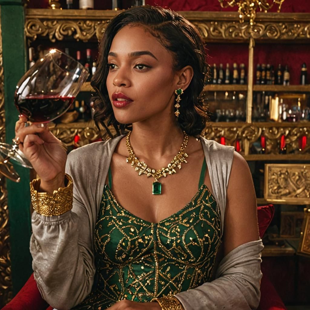 Glamorous Princess on Golden Throne, Cinematic Portrait