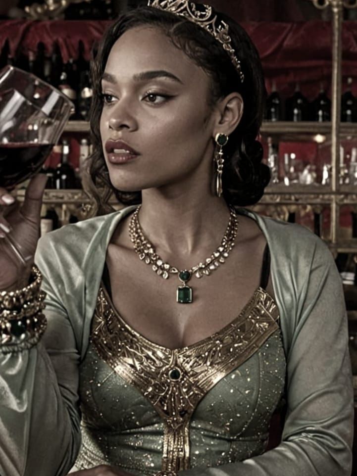 Ethereal Black Princess in Golden Opulence