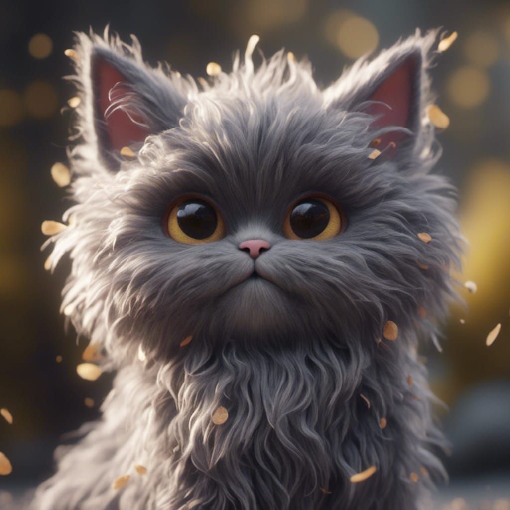 Kyoot Grey Furry Cat Portrait