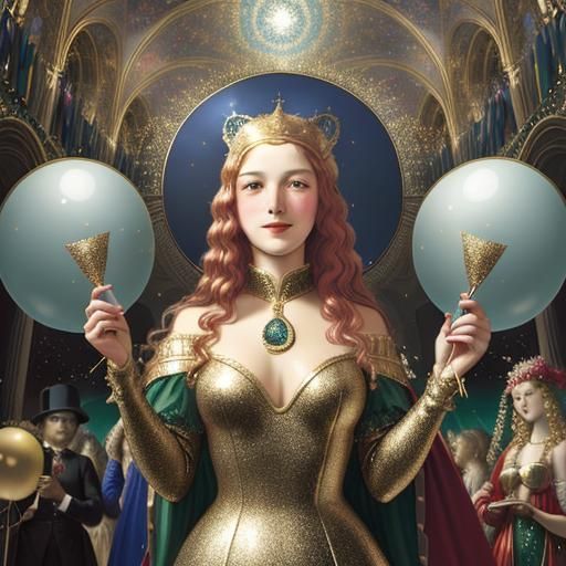 Surreal New Year Celebration in Classic Style