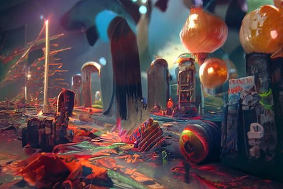 Graveyard Sunrise in Hyperrealistic Digital Matte Painting