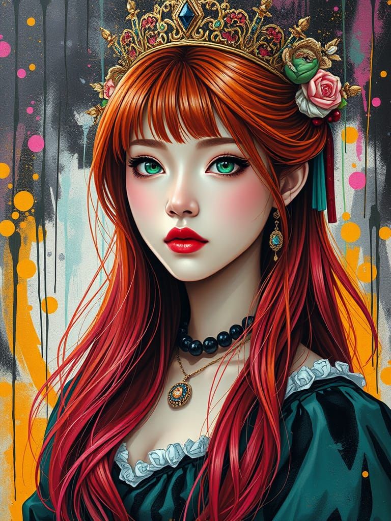 Ethereal Gothic Princess Portrait in Vibrant Hyperrealism