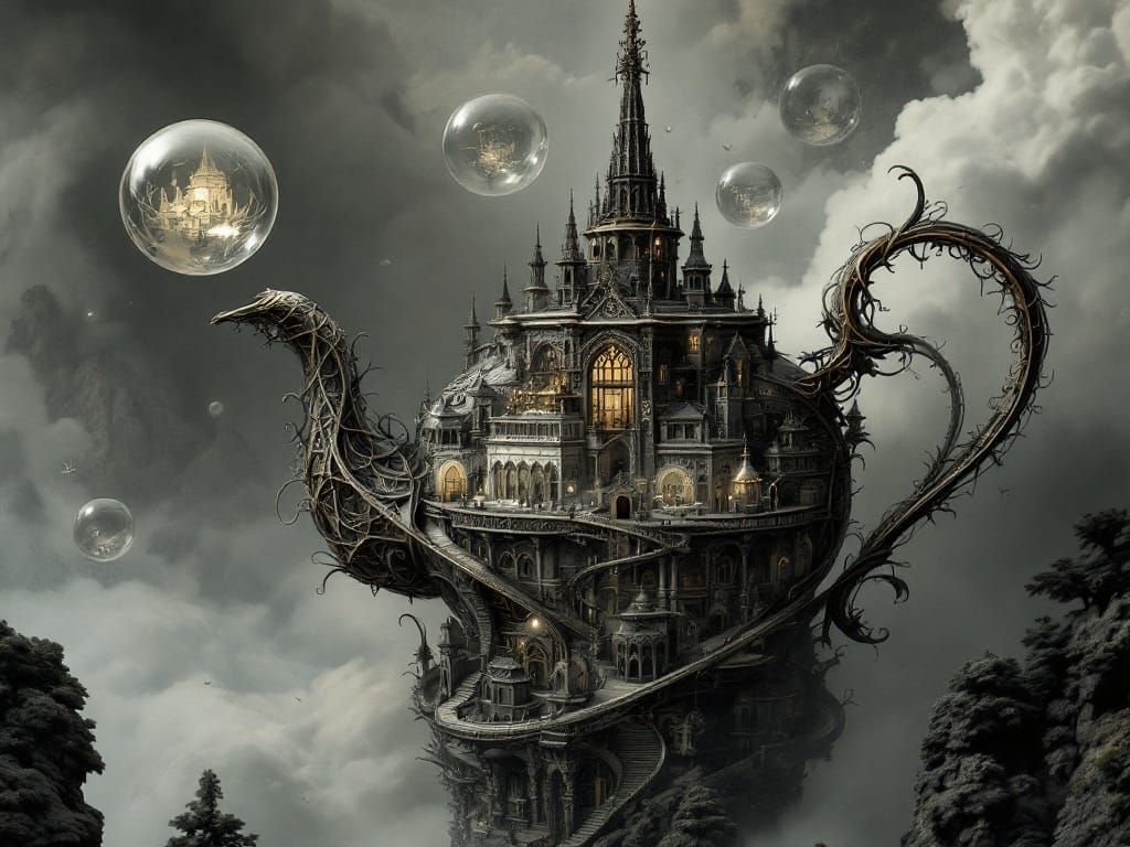 A Teapot Shaped Gothic Cathedral Rising From The Mist