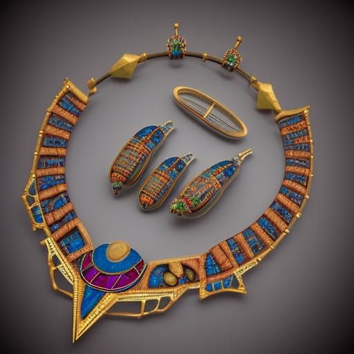 Ancient Egyptian Jewelry Still Life, Photorealistic 3D