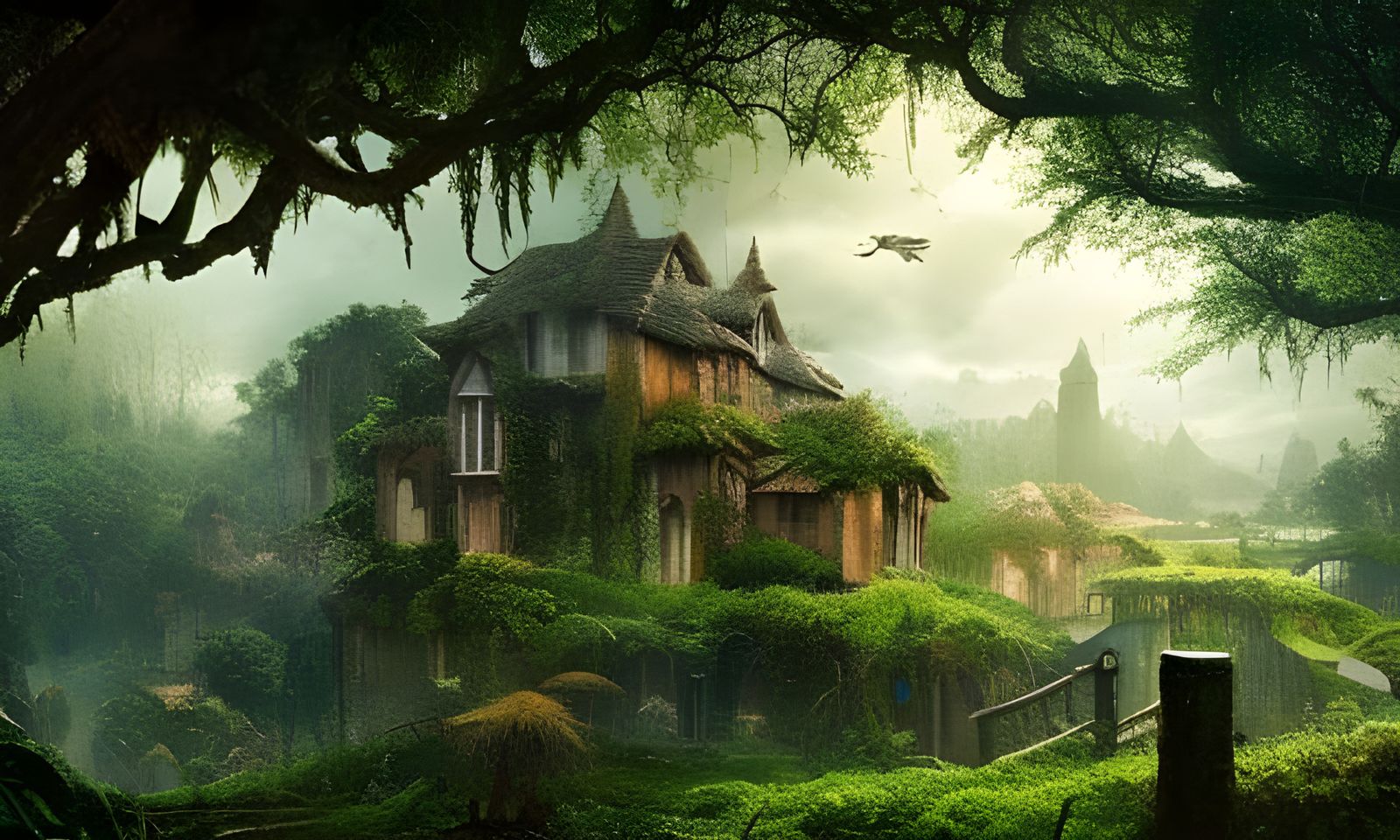 Overgrown Village: Epic Cinematic Digital Painting