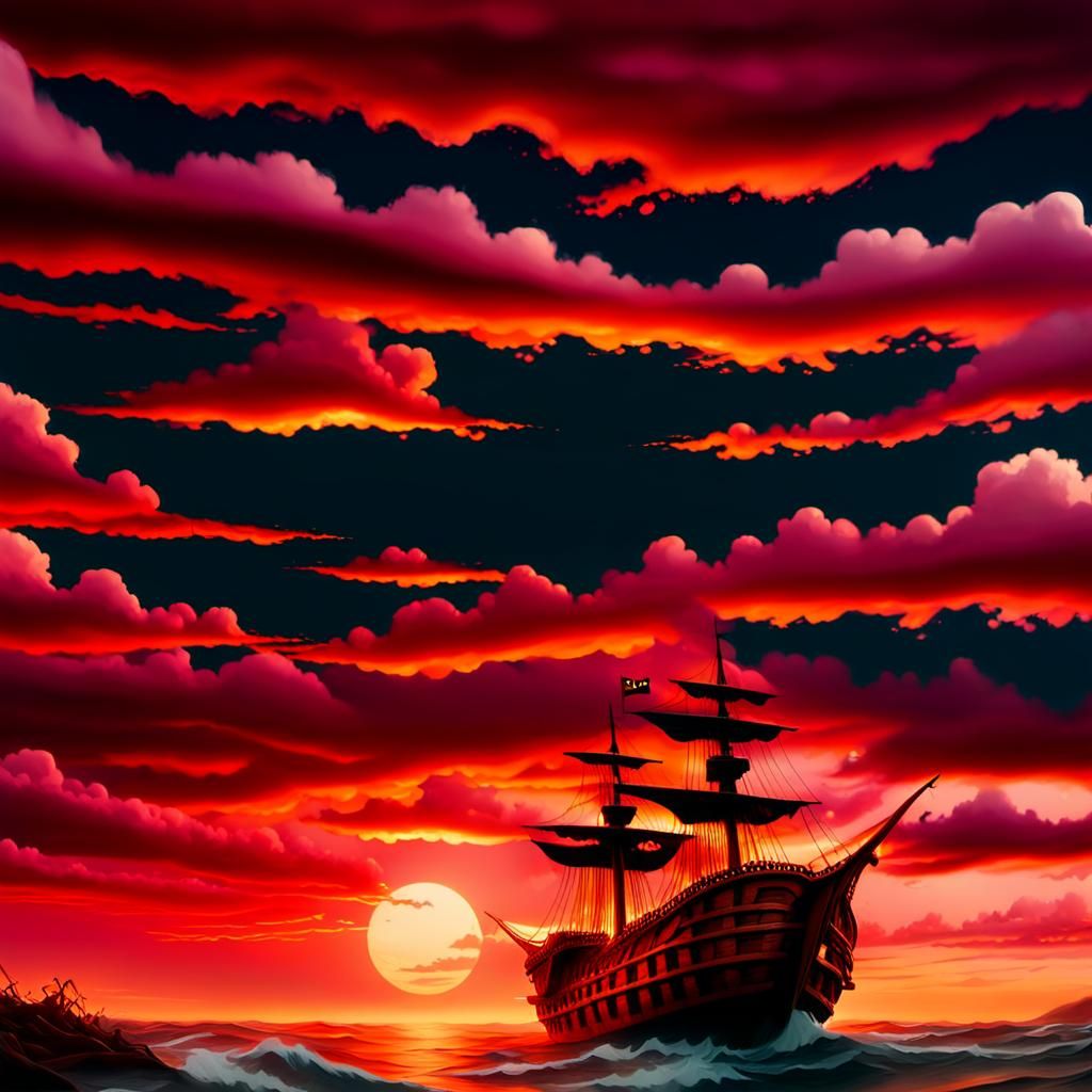 Pirate Ship Sails Stormy Seas: Hyper-Realistic Digital Art