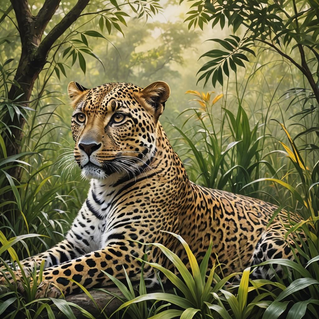 Leopard in Natural Habitat: Detailed Matte Painting
