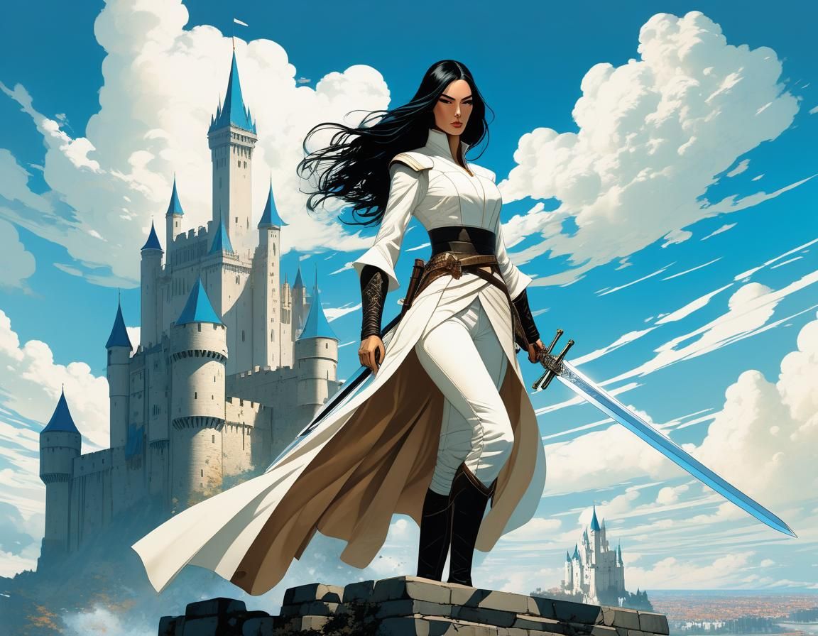 Epic Swordsman with Claymore in Digital Art Style