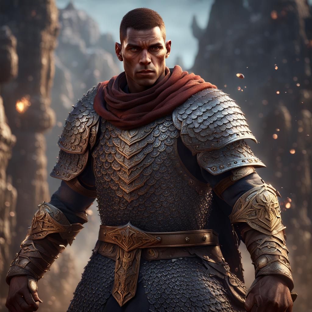 Young Goliath Fighter in Detailed Matte Painting