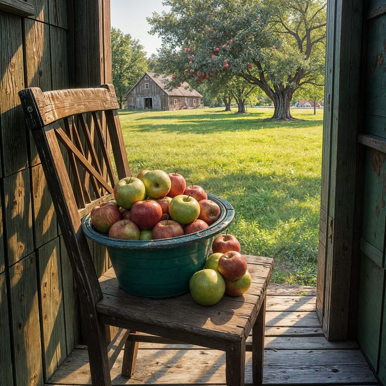 Apples in a Hat on a Porch View