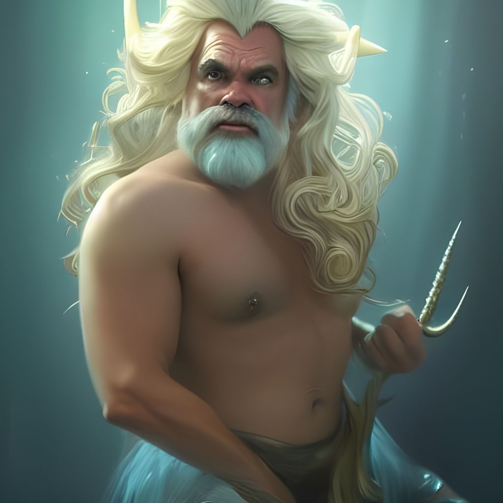 Fierce Merman King Portrait in Art Nouveau Style