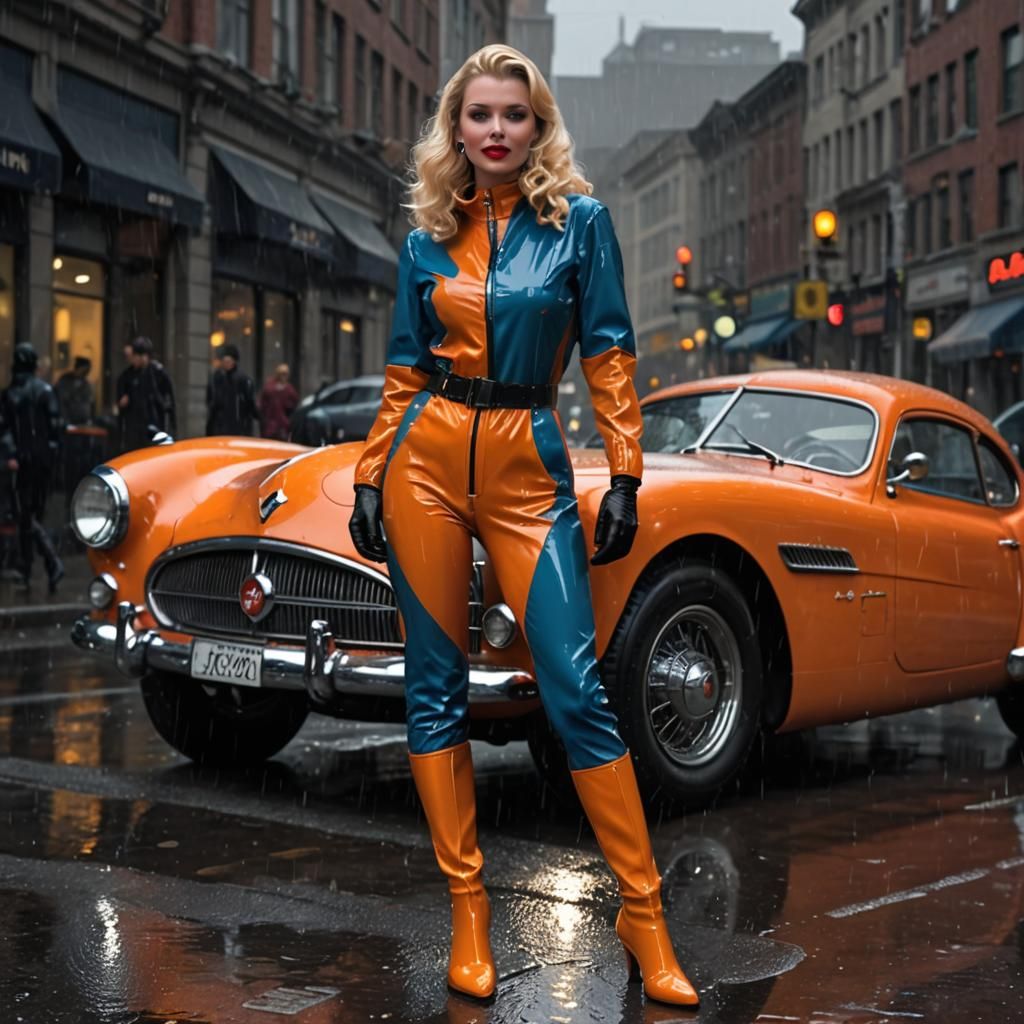 Hyper realistic mode, profil view, 1940’s, very nice blond s...