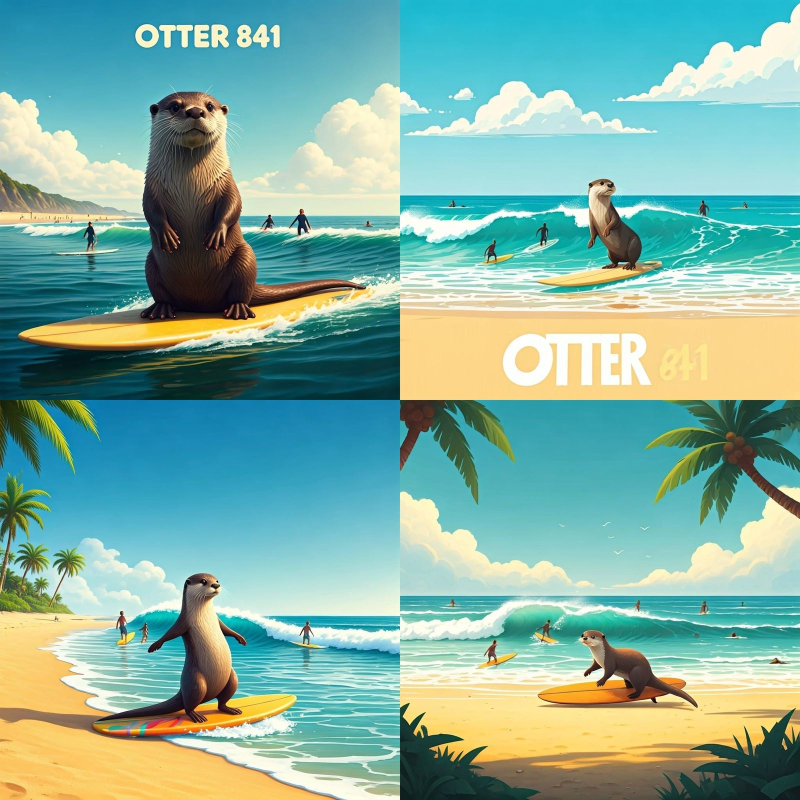 Otter Surfer Rides Waves on Sunny Beach
