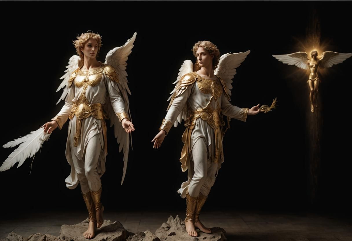 Winged Angel Portrait in Divine Realism