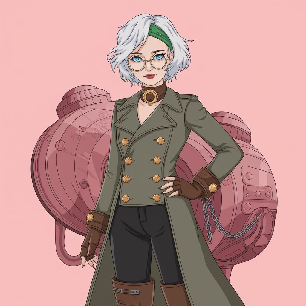 Roberia Karurīni Posing With Her Steam-Powered Mecha