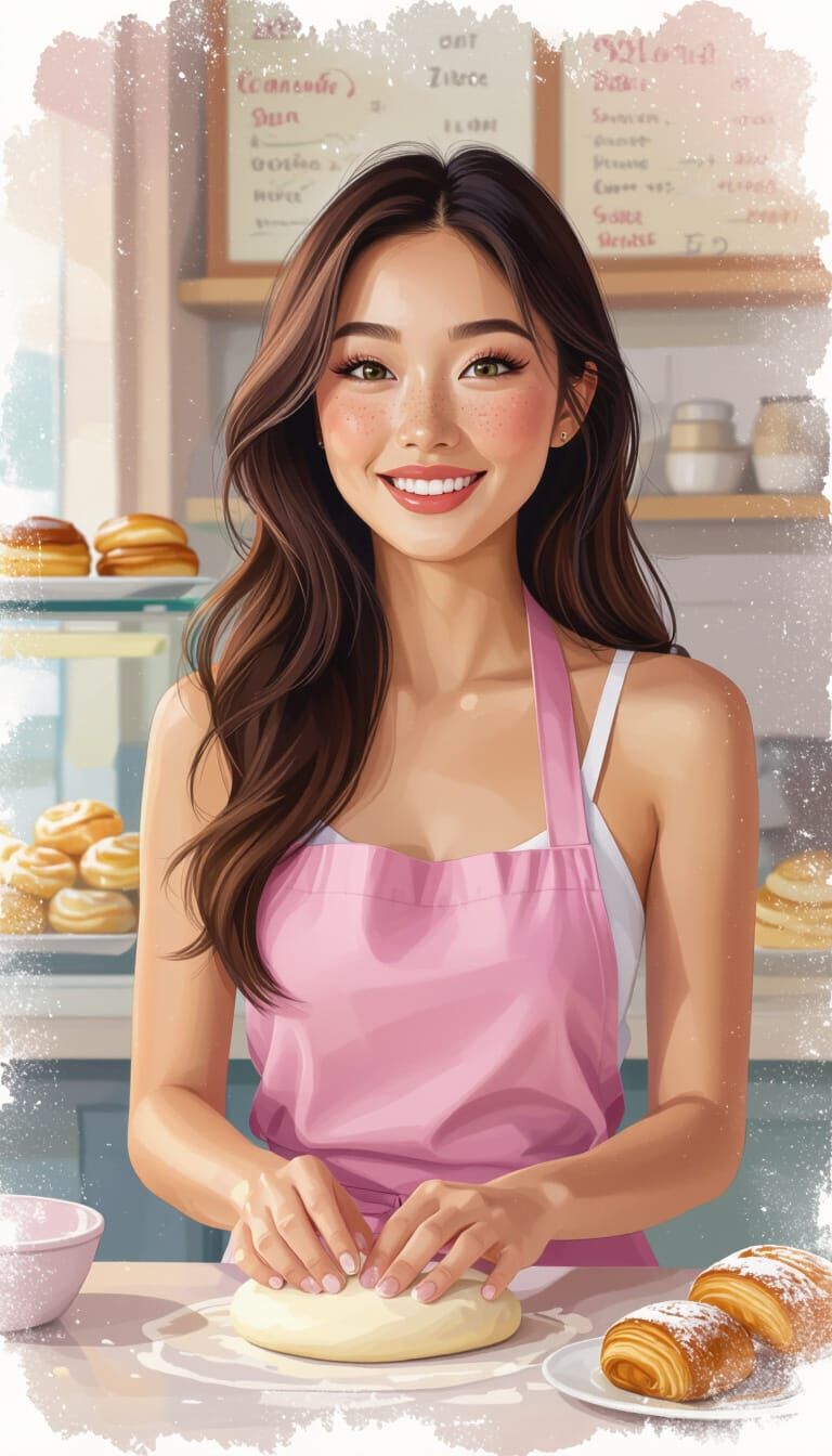 Woman Making Crepes in a Watercolor Style