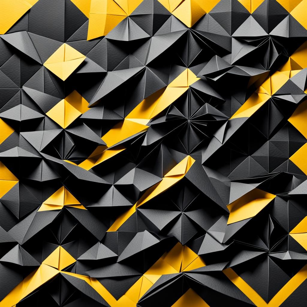Geometric Japanese Pattern in Black and Yellow